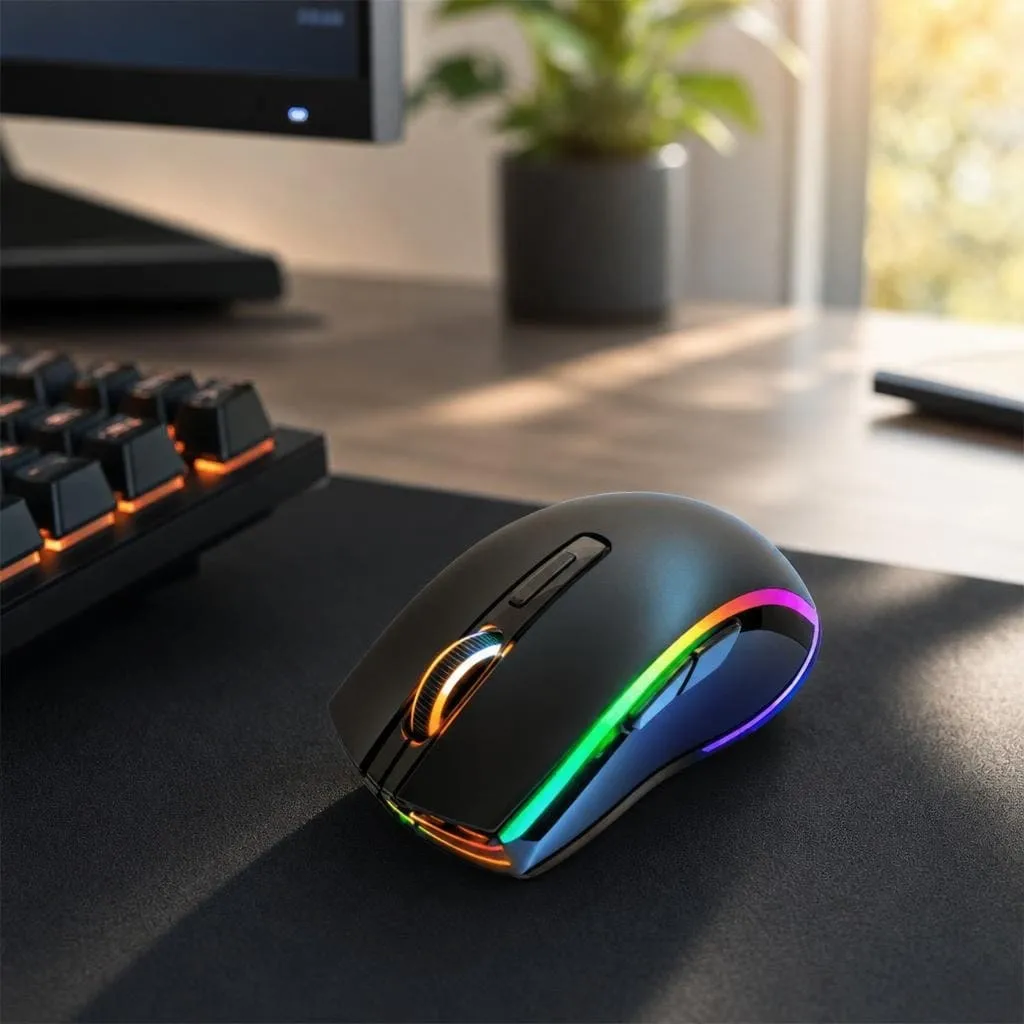 Computer mouse in a clean desk setup