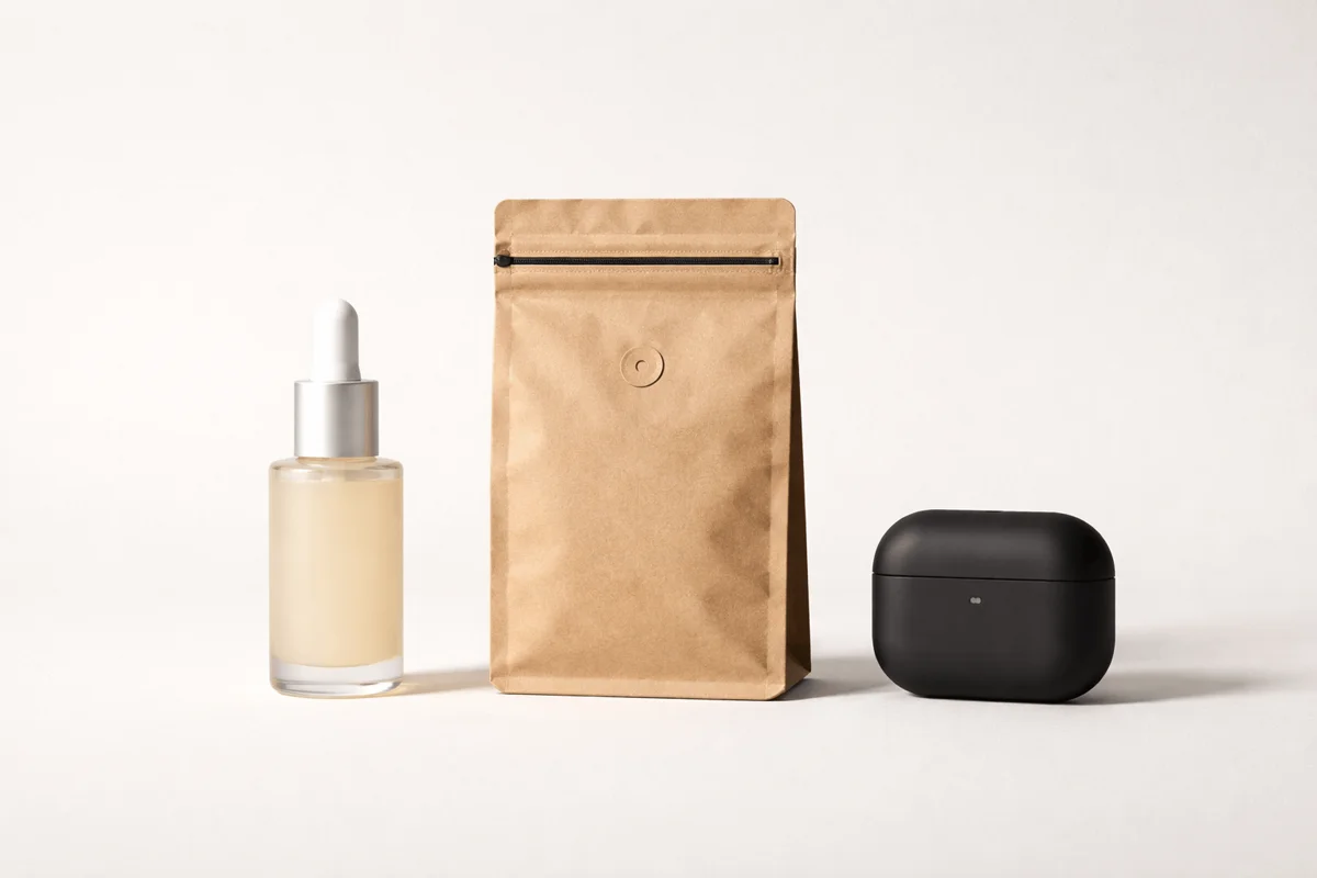 Soft side lighting on a skincare bottle against a neutral background