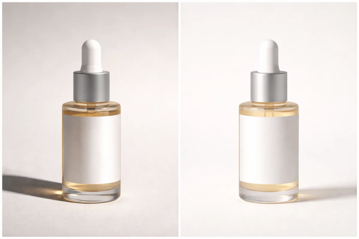A comparison of a poorly lit product photo versus a clean, well-lit version