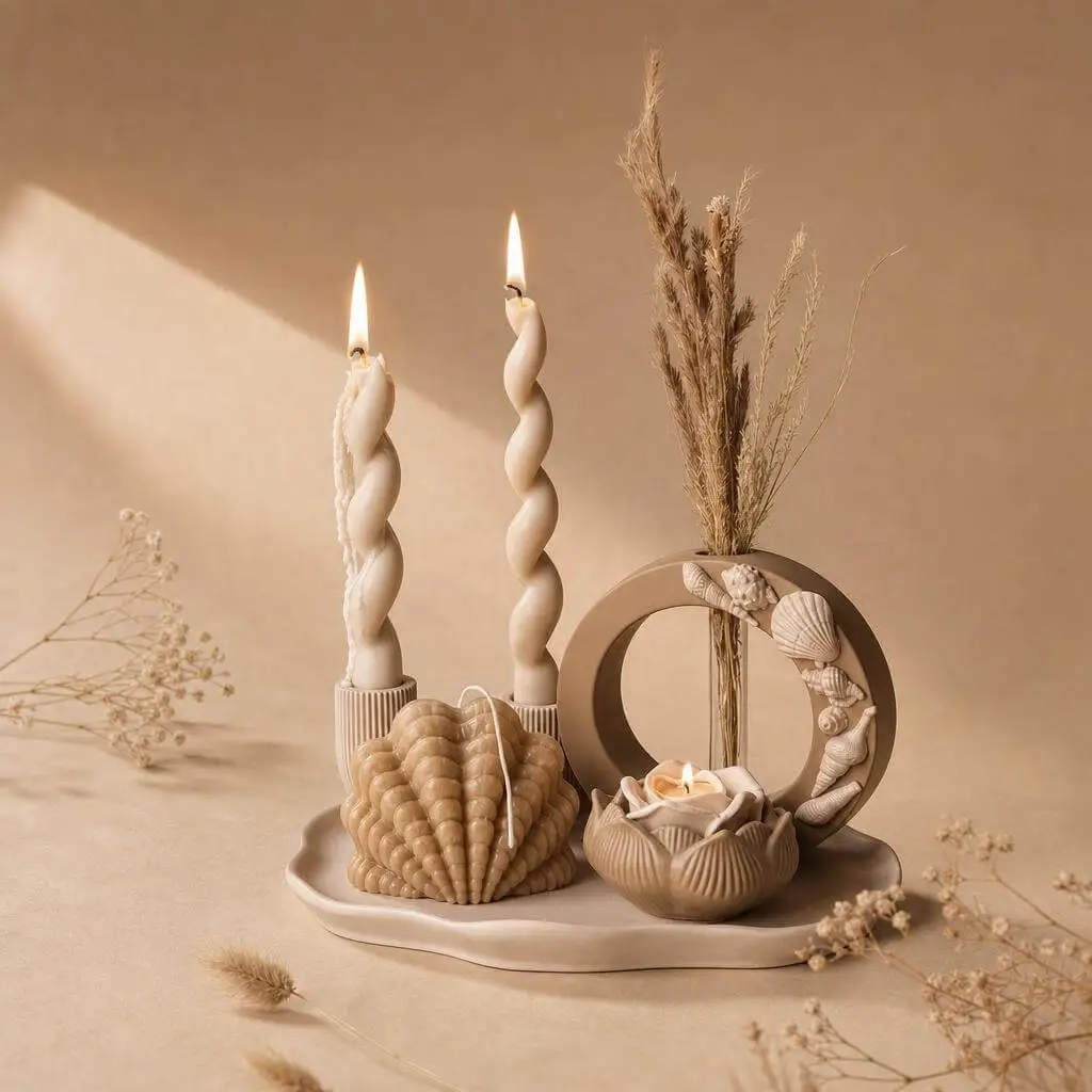 Generated candle set in warm studio light