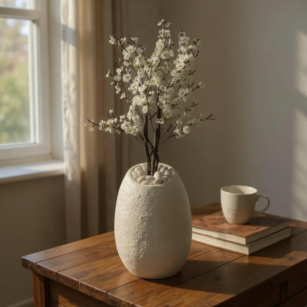 Generated flower decor scene in a warm interior