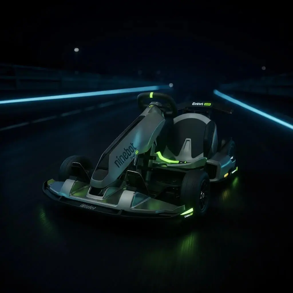 Generated go-kart product scene with motion lighting