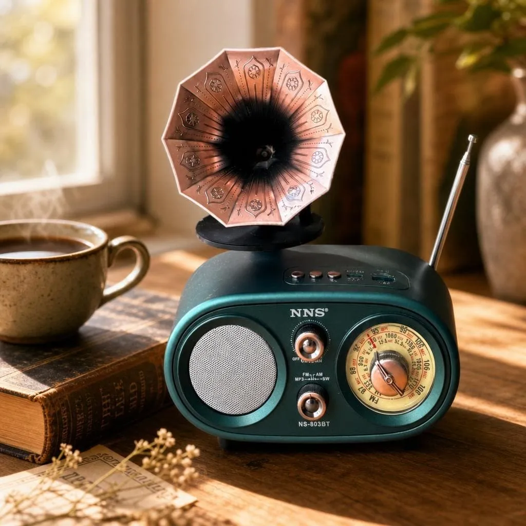 Generated vintage radio product scene