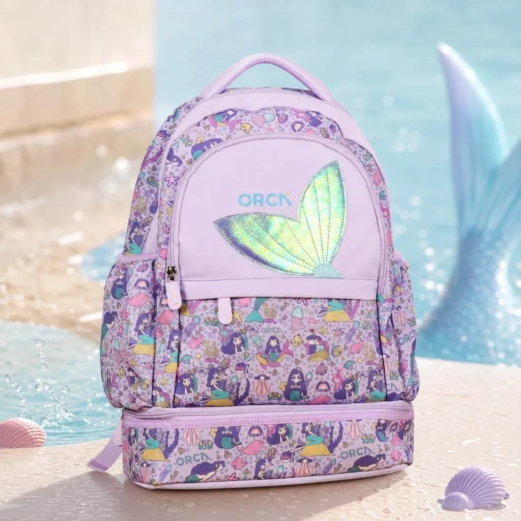 Generated school bag in a playful water scene