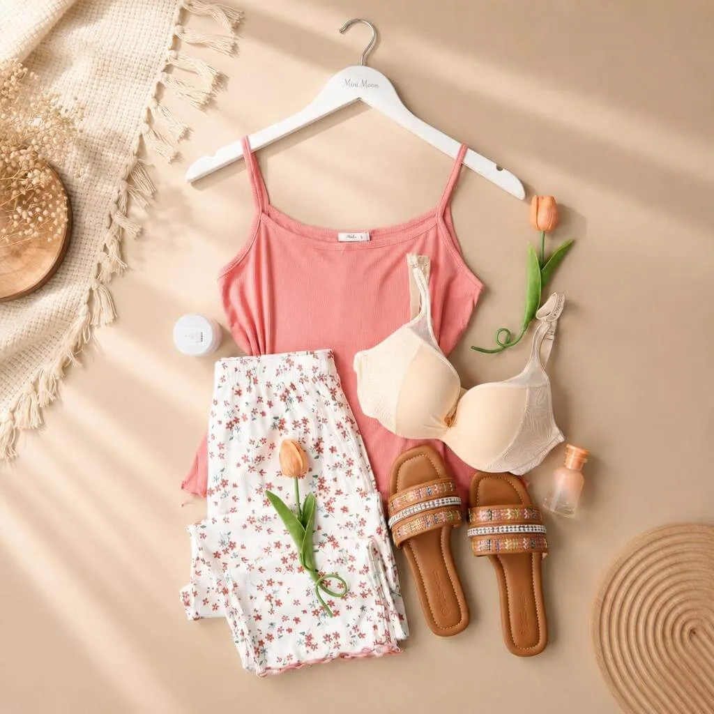 Generated clothing set in a clean warm scene